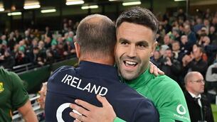 <p>CENTURION: Conor Murray of Ireland and assistant coach Mike Catt celebrate after the Bank of Ireland Nations Series match between Ireland and South Africa at the Aviva Stadium. Pic: Brendan Moran/Sportsfile</p>