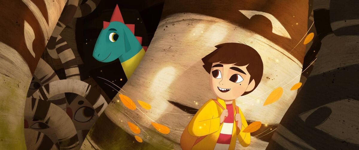 A scene from My Father's Dragon, in cinemas and on Netflix.