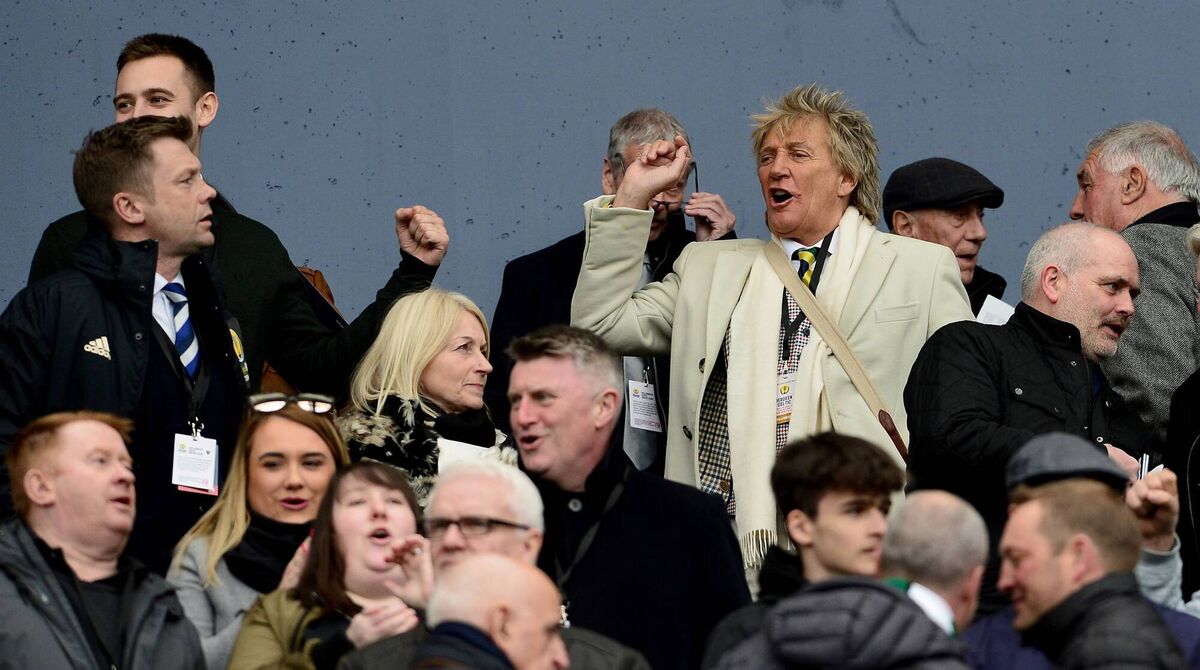  Rod Stewart at a Glasgow Celtic game. (Picture: Mark Runnacles/Getty Images)