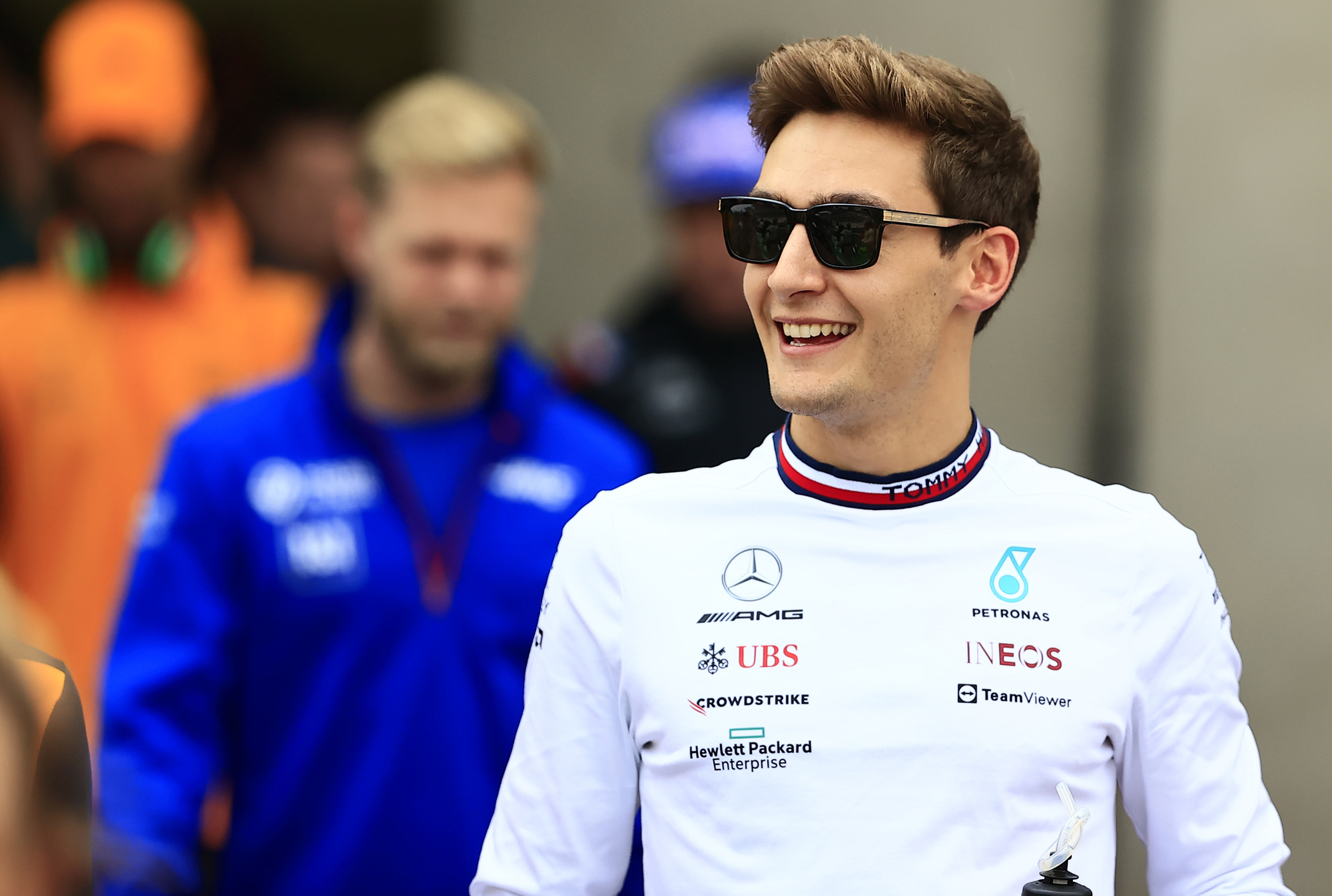 George Russell fights past Max Verstappen to win Brazilian GP sprint race