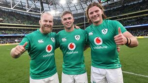 <p>NEW BOYS: Ireland's Jeremy Loughman, Jack Crowley and Cian Predergast</p>