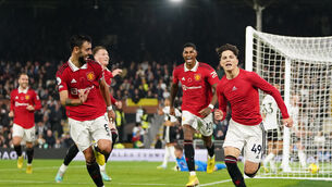 <p>Alejandro Garnacho (right) scored a last-gasp winner as Manchester United beat Fulham 2-1 (Zac Goodwin/PA)</p>