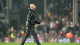 <p>Manchester United manager Erik ten Hag leaves the field of play at Craven Cottage. Picture: Zac Goodwin/PA Wire.</p>
