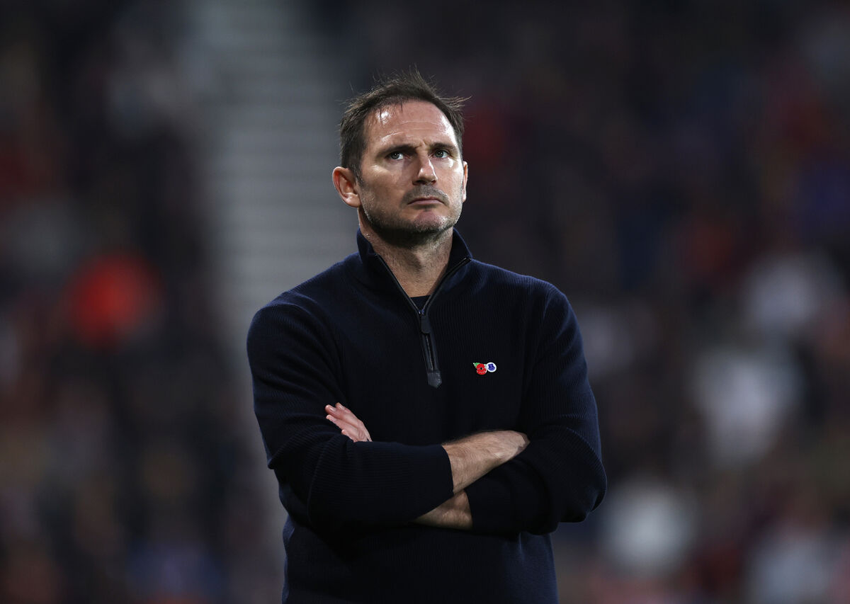 PRESSURE: Everton manager Frank Lampard reacts during the Premier League match at Vitality Stadium, Bournemouth. 