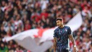 <p>LONDON, ENGLAND - OCTOBER 30: Jesse Lingard of Nottingham Forest reacts after Arsenal's first goal during the Premier League match between Arsenal FC and Nottingham Forest at Emirates Stadium on October 30, 2022 in London, England. (Photo by Alex Pantling/Getty Images)</p>