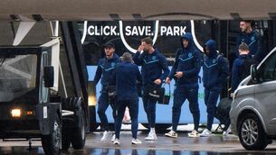 <p>RAIN BOW: England players boarding a Virgin Atlantic A350 Airbus ahead of its departure for the FIFA 2022 World Cup in Qatar. Pic: Joe Giddens/PA Images</p>