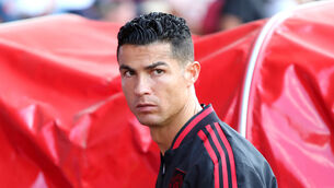 <p>Cristiano Ronaldo appears to be on his way out of Old Trafford after his interview with Piers Morgan (Kieran Cleeves/PA)</p>