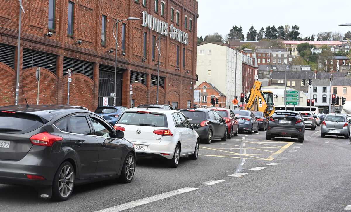 Traffic at Parnell Place, Cork City approaching the junction with Merchant's Quay, on November 4. Picture: Larry Cummins