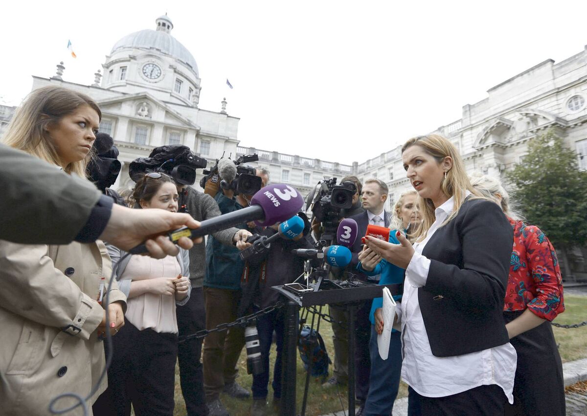 Vicky Phelan speaking to the media in Government Buildings in 2018 after her meeting with then taoiseach Leo Varadkar. Picture: Leah Farrell/RollingNews.ie