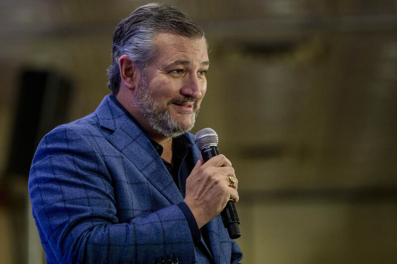 Sen. Ted Cruz, R-Texas, stumps for John Gibbs, a Republican candidate in Michigan's 3rd Congressional district in Grand Rapids, Mich., on Wednesday, Nov. 2, 2022. (Cory Morse/The Grand Rapids Press via AP)
