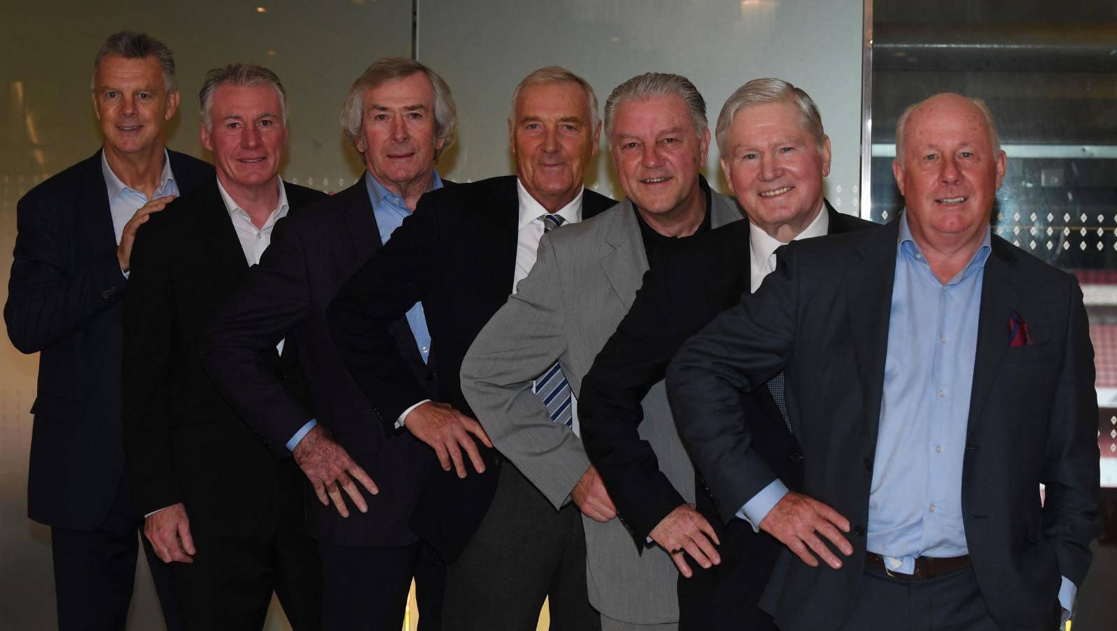 Arsenal reunion: Seven green Gunners recreate famous photograph