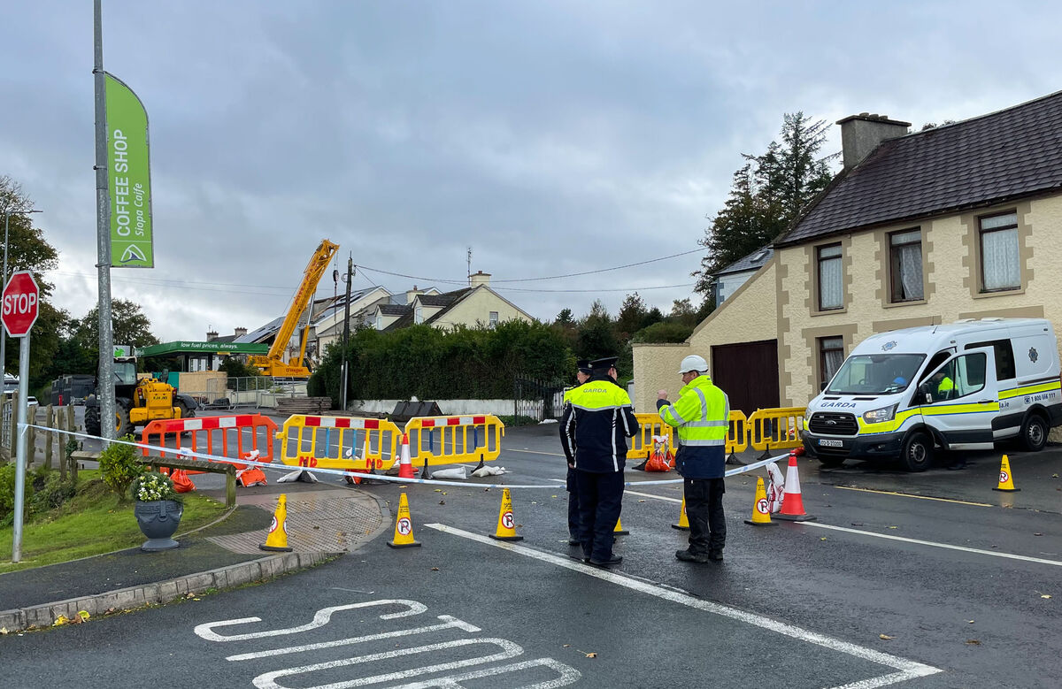 Gardaí at site of the explosion in Creeslough last month. Pitcure: Eamonn Farrell / RollingNews.ie