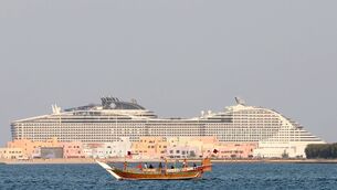 <p>DOCKING STATION: Fans who can't get accommodation on land are booking into cruise ships docked in Doha harbour.</p>