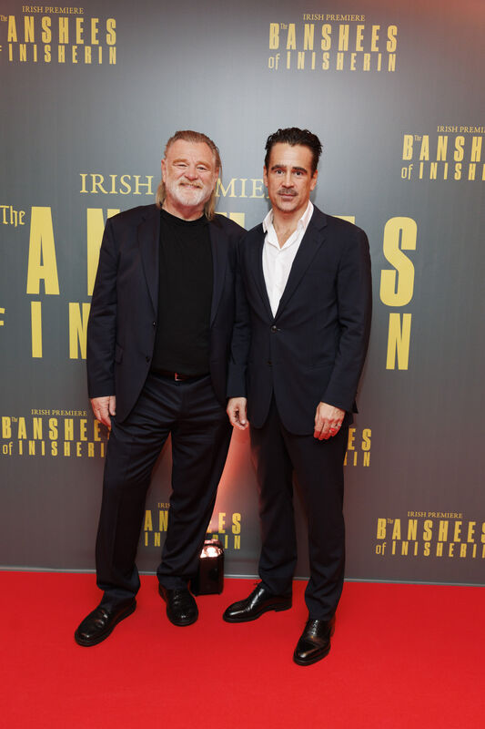 Brendan Gleeson and Colin Farrell pictured at the Irish Premiere of The Banshees of Inisherin. Picture: Andres Poveda