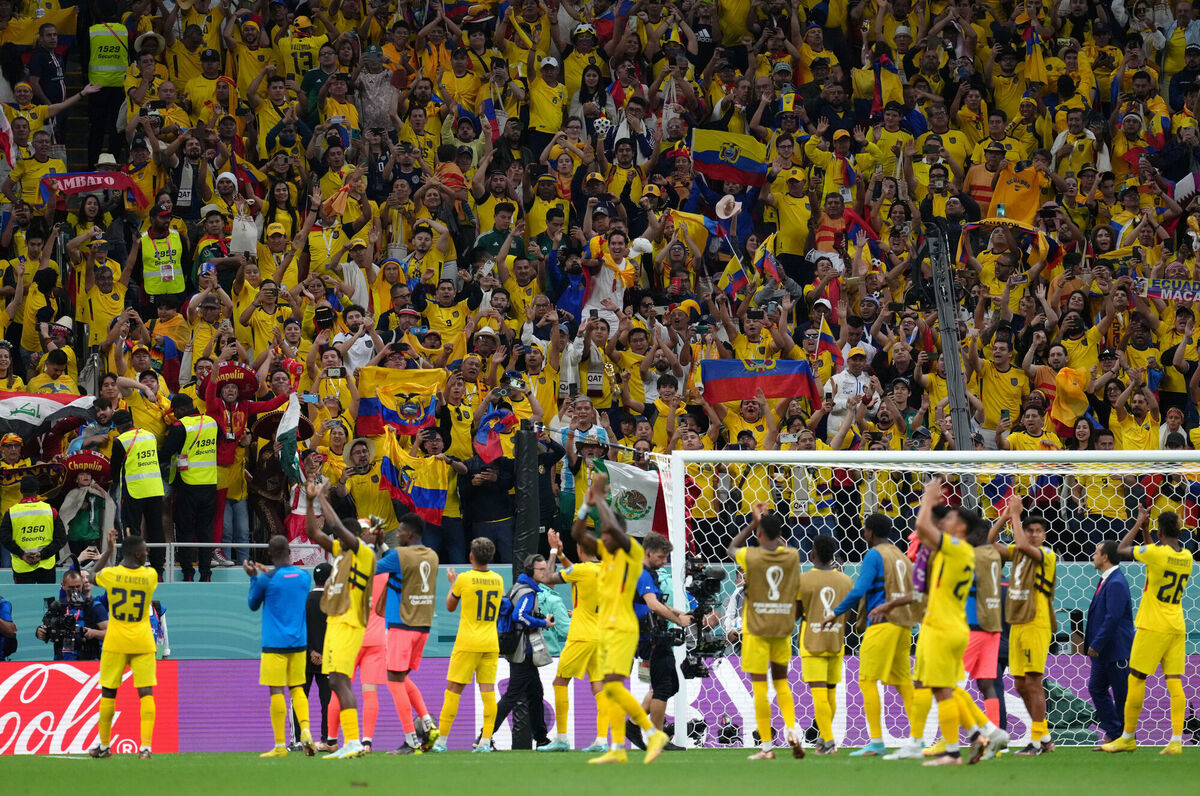 OFF THE MARK: Ecuador fans applaud the players after the final whistle. Pic: Nick Potts/PA Wire.