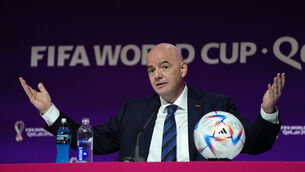 <p>FIfa president Gianni Infantino's 60-minute monologue has been the subject of derision. Picture: Nick Potts/PA Wire</p>