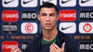<p>Cristiano Ronaldo makes an early appearance at Portugal World Cup media session.</p>