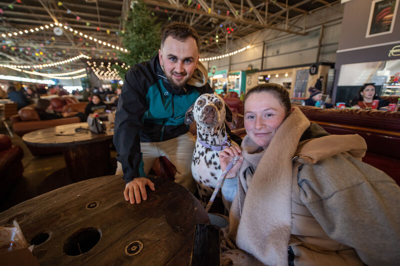 Niall Kennedy, Rachel Chesby and her dog Dakota at the Marina Market. Picture: Dan Linehan Niall Kennedy, Rachel Chesby and her dog Dakota at the Marina Market. Picture: Dan Linehan
