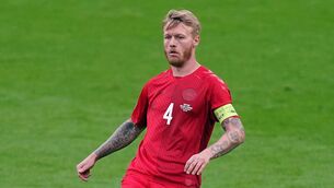 <p>SKIPPER: Denmark captain Simon Kjaer's quick reactions in June 2021 helped save Christian Eriksen's life. Pic: PA</p>