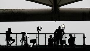 <p>TV TAKES: A general view of a TV gantry. Pic: Alessandra Tarantino - Pool/Getty Images</p>