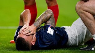 <p>RULED OUT: France’s Lucas Hernandez was injured in their opener against Australia. Pic: Mike Egerton/PA</p>