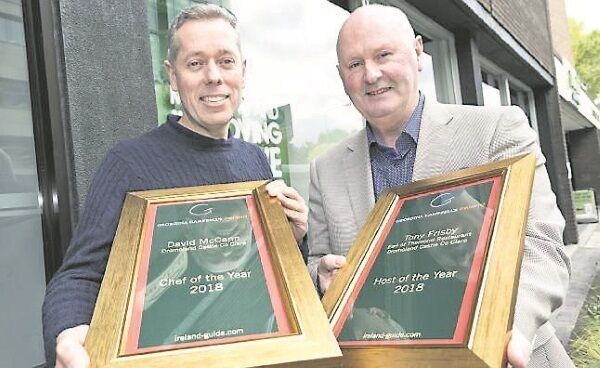 David McCann, the head chef at Dromoland Castle, Co Clare, who is Chef of the Year, and Host of the Year Tony Frisby, restaurant manager, Earl of Thomond Restaurant, Dromoland Castle. Pic: Paul Sherwood