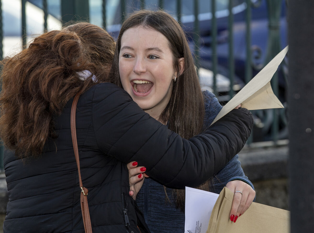 Students Ella O'Donoghue and Jane Lynch of the Presentation Secondary School in Tralee, Co. Kerry, get their Junior Cert results. Photo: Domnick Walsh © Eye Focus Ltd Students Ella O'Donoghue and Jane Lynch of the Presentation Secondary School in Tralee, Co. Kerry, get their Junior Cert results. Photo: Domnick Walsh © Eye Focus Ltd
