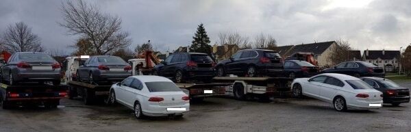 The nine cars seized in today’s operation by the Criminal Asset Bureau. Pic: Gardaí