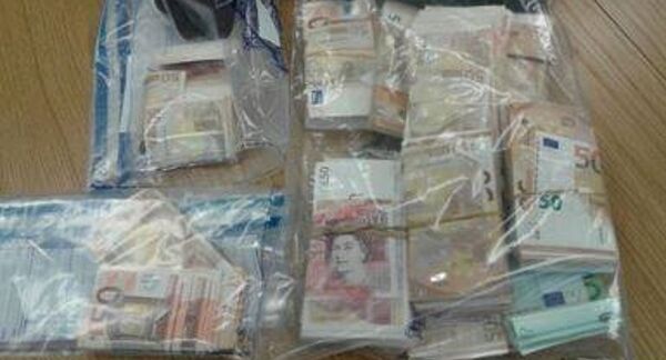 Some of the cash seized in today’s operation by the Criminal Asset Bureau. Pic: Gardaí