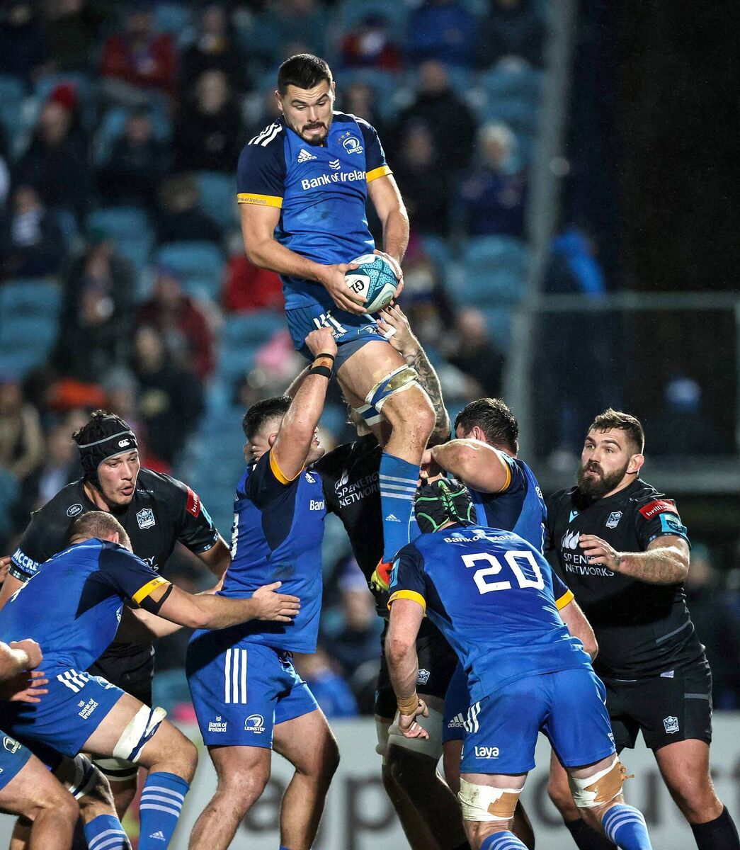 TALL ORDER Leinster's Max Deegan secures possession out of touch. 