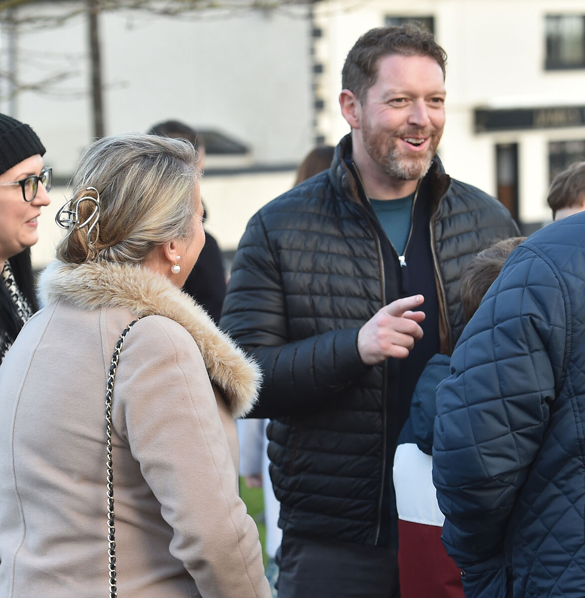 Cervical Check campaigners Lorraine Walsh and Stephen Teap chat outside the church as they arrived for today's memorial celebration for the late Vicky Phelan. Picture: Dan Linehan