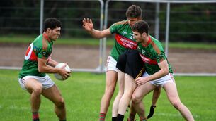 <p>KICKSTART: Mike Breen breaks away with the ball.</p>