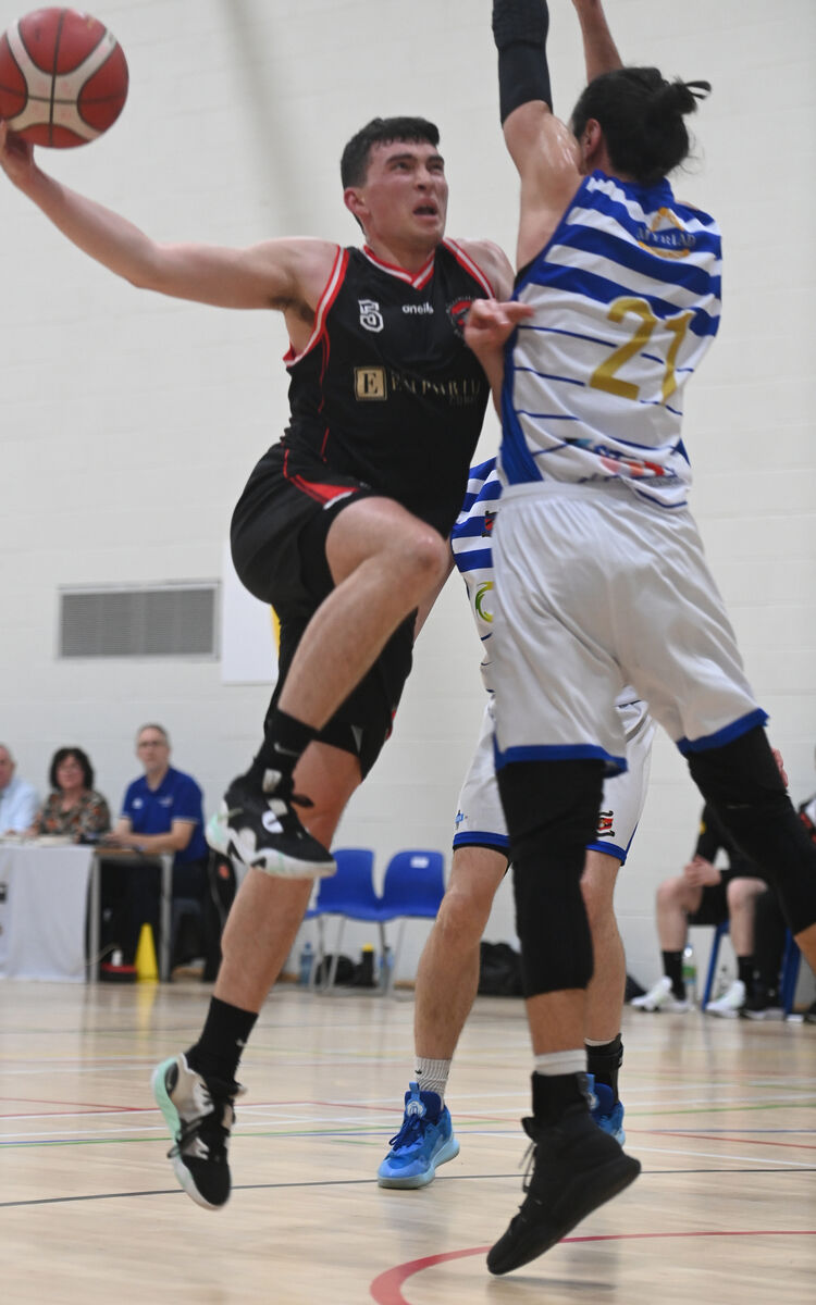 YOUNG TALENT: Dylan Corkery rises to the basket for Emporium Basketball in the Mens Superleague Basketball; Emporium Basketball, Ballincollig vs Energywise Ireland Neptune. Pic: Larry Cummins