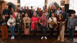 <p>Participants in a recent concert at the Aula Maxima in UCC to mark 100 years of traditional music at the Cork college.  Picture: Ruben Martinez/UCC</p>