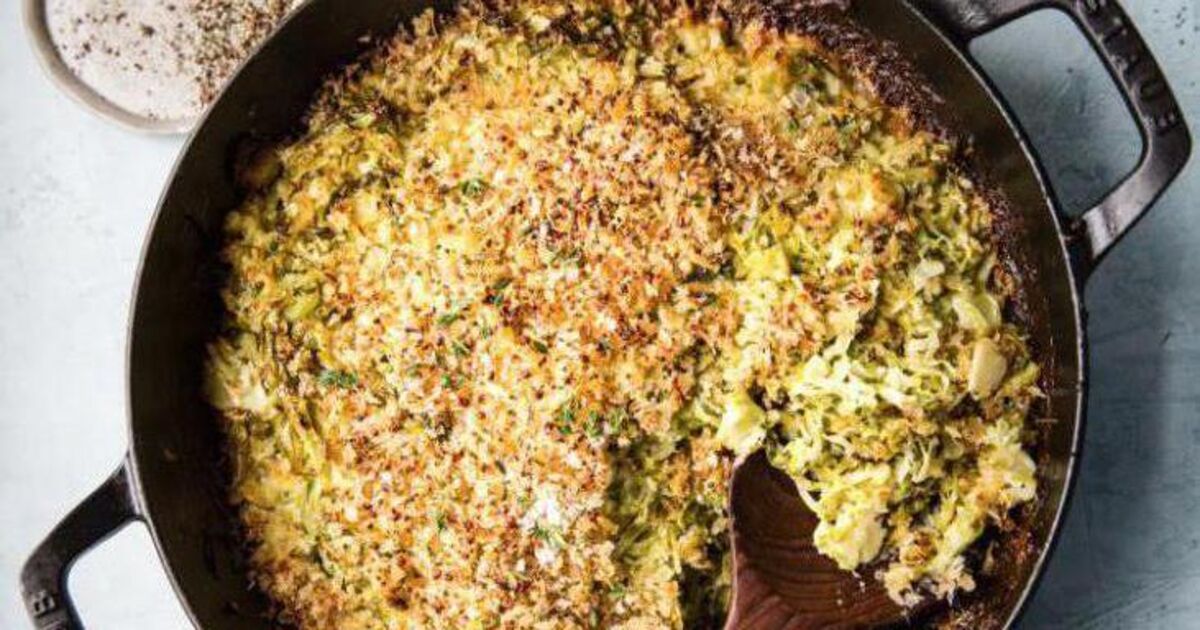 Cheesy Gratin of Leeks and Brussel Sprouts