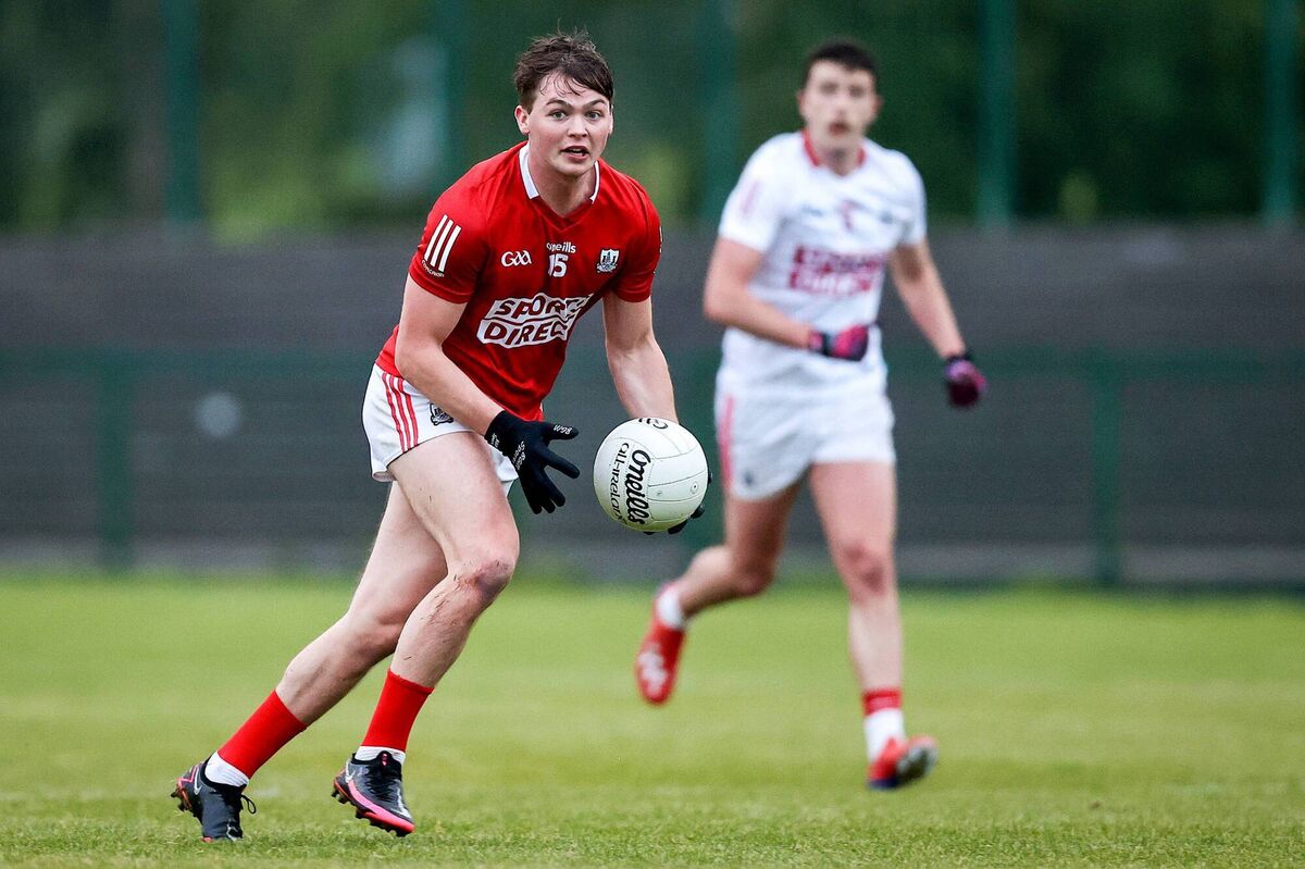 Cork footballer Cathail O'Mahony looks for a runner in a training match. Cork footballer Cathail O'Mahony looks for a runner in a training match.