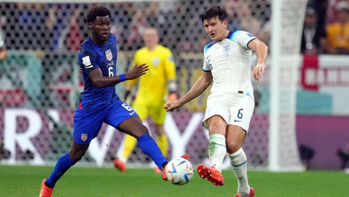 HARRY'S GAME: England's Harry Maguire and USA's Yunus Musah. Picture: Nick Potts/PA Wire.
