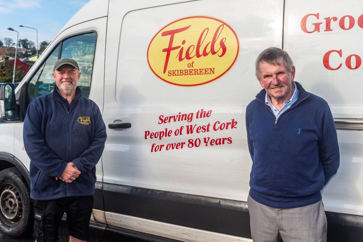 Skibbereen delivery driver Nicholas Cooper with John Field. Fields of Skibbereen deliver groceries to all over the west Cork region, including its offshore islands and beyond to Australia, New Zealand and the USA.