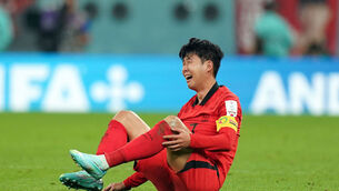 <p>MOMENT TO REFLECT: South Korea's Son Heung-min reacts at the final whistle after victory over Portugal. Pic: Mike Egerton/PA Wire.</p>
