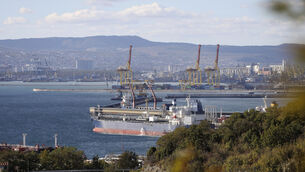 An oil tanker is moored at the Sheskharis complex in Novorossiysk, Russia (AP) An oil tanker is moored at the Sheskharis complex in Novorossiysk, Russia (AP)