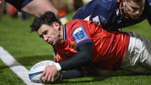 <p>LEADER: Munster’s Joey Carbery was outstanding in leading the attack against Edinburgh on Friday night. Pic: INPHO/Craig Watson</p>