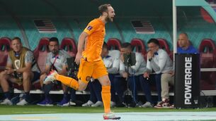 <p>DRIVEN: Netherlands' Daley Blind celebrates scoring against the US. Pic: Nick Potts/PA Wire</p>