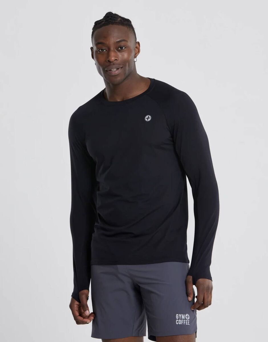 Men's Advantage Long Sleeve Tee in Black, €45 @ Gym+Coffee