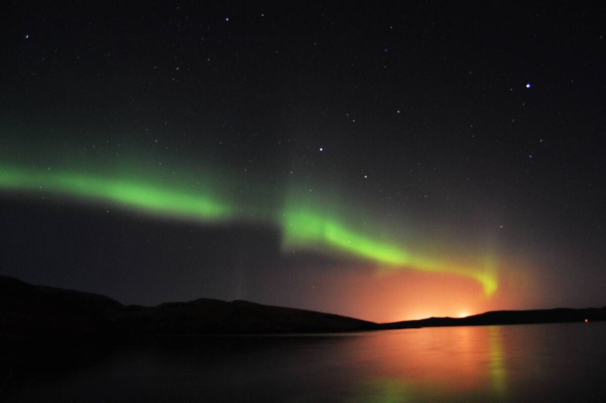 Aurora borealis in Scotland, Shetland Islands in winter Aurora borealis in Scotland, Shetland Islands in winter