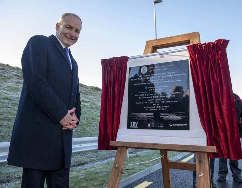 Micheál Martin after unveiling the plaque to mark the official opening of the new stretch of road. Picture: Brian Lougheed Micheál Martin after unveiling the plaque to mark the official opening of the new stretch of road. Picture: Brian Lougheed