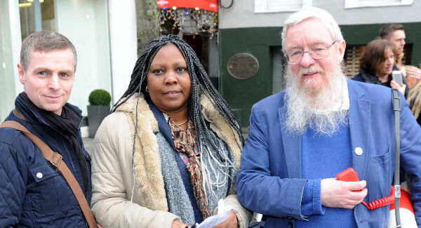 Gavin Monaghan, Bandon; Naomi Masheti, Cork Migrant Centre, and Mike Fitzgibbon, one of the organisers. Pic: Denis Minihane