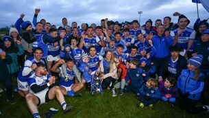 <p>JUBILATION: The Kerins O’Rahillys team celebrate at the end of the game. Pic: INPHO/Ken Sutton</p>