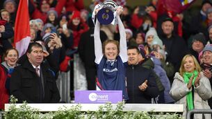 <p>CHAMPIONS: Louise Ward of Kilkerrin-Clonberne lifts the trophy following the 2022 currentaccount.ie All-Ireland Ladies Senior Club Football Championship Final between Donaghmoyne and Kilkerrin-Clonberne at Croke Park in Dublin. Pic: Tyler Miller/Sportsfile</p>