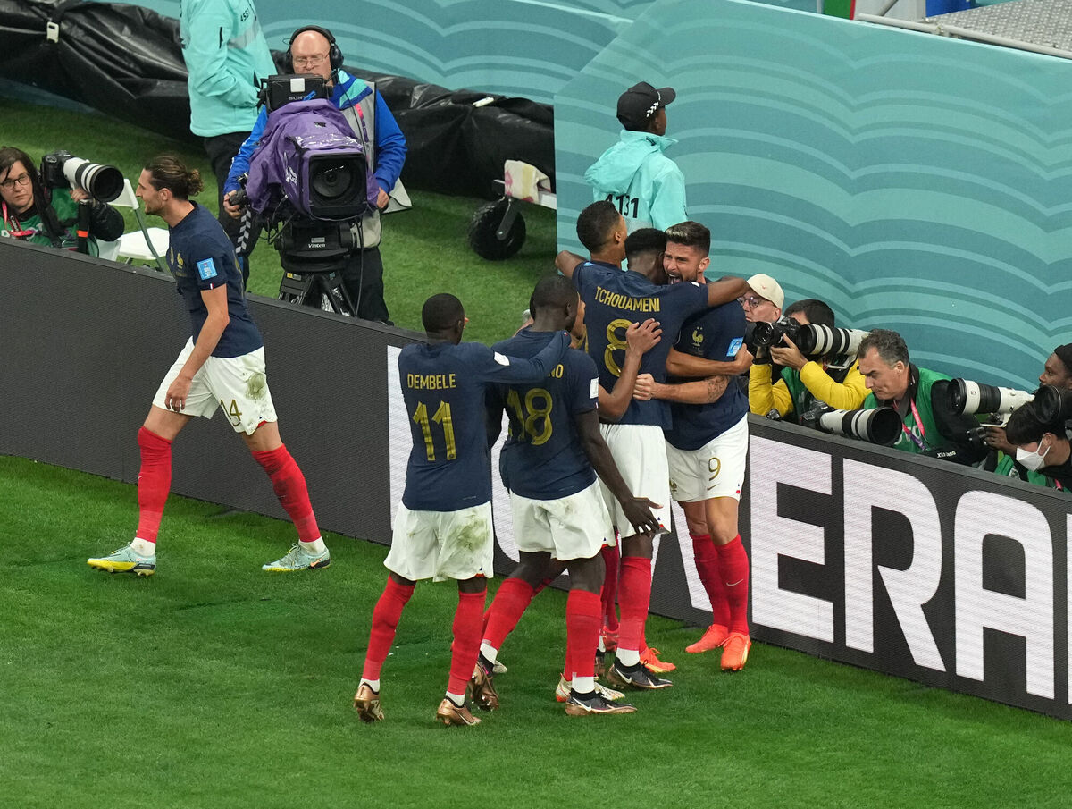 WINNER: France's Olivier Giroud celebrates scoring. Pic: Peter Byrne/PA Wire