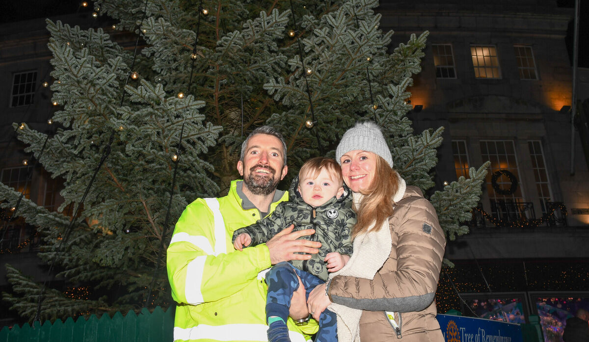 Noel, Darragh and Gillian Buckley from Douglas at the switching-on of the Christmas lights in Cork. Picture: Howard Crowdy